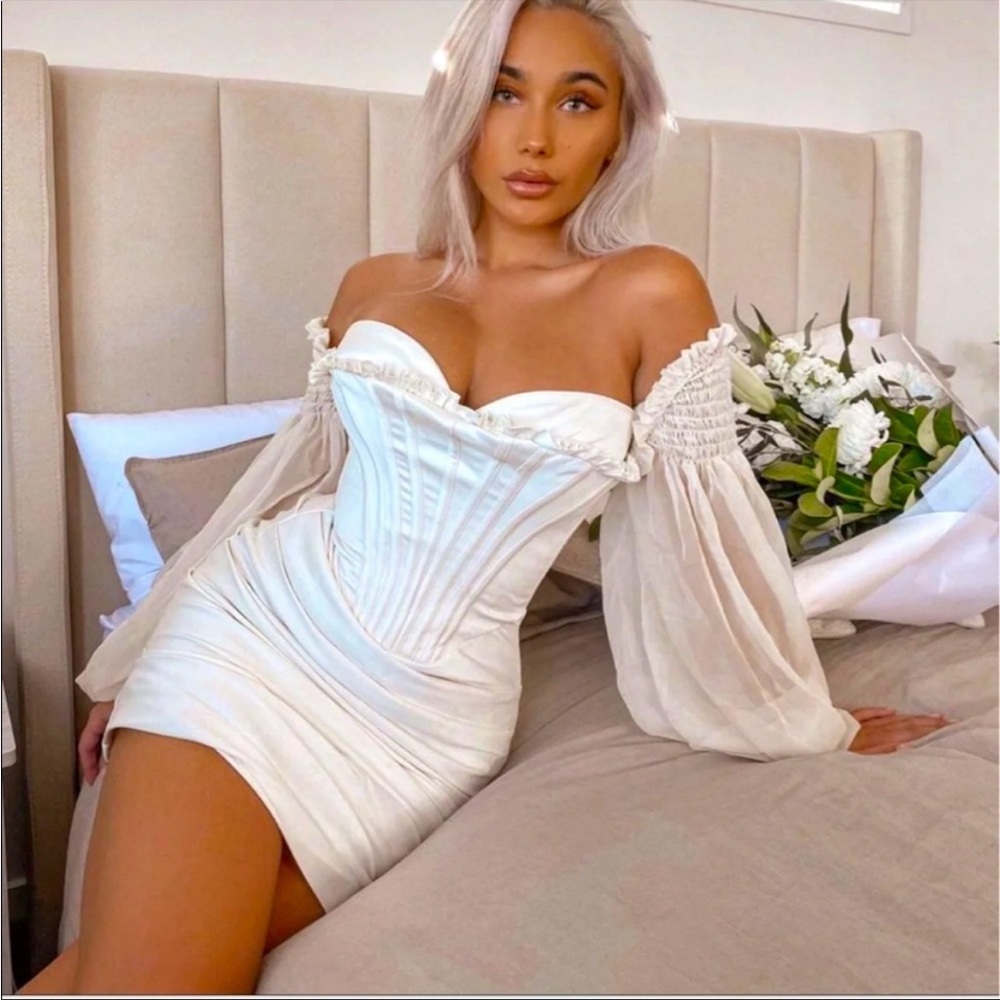 RARE House of CB 'Beau' Ivory Draped Corset Dress NWOT